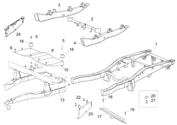 Fahrgestell Rahmen hinten - Porter Maxxi Multitech 1300ccm 4T LC 2016-