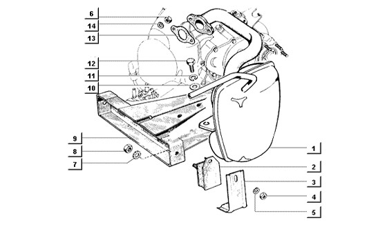 Motor Auspuff - Ape Mix 50ccm 2T AC 1998-2008 ZAPC80000