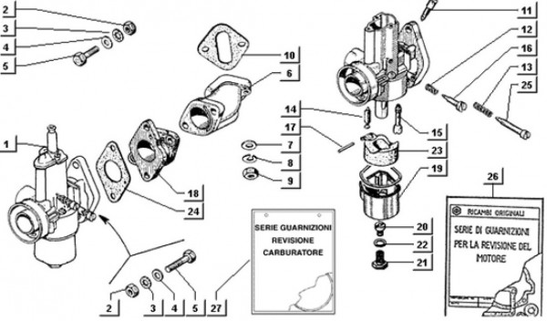 Motor Vergaser - Ape TM 703 mit Lenkrad 220ccm 2T AC 1997-1999 ZAPT10000