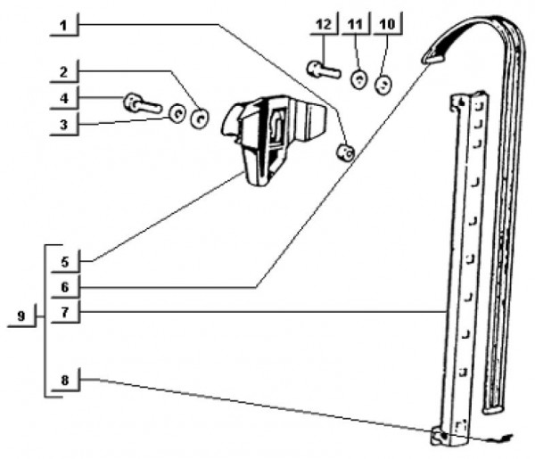 Fahrgestell Fensterheber - Ape TM 703 mit Lenker 220ccm 2T AC 2000-2007 ATM3T