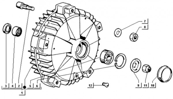 Radaufhängung Bremstrommel vorn - Ape TM 703 Diesel mit Lenker 422ccm 4T AC 1997-2004 ATD1 00001101