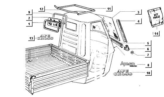 Fahrgestell Wetterschutzscheibe - Ape Mix 50ccm 2T AC 1998-2008 ZAPC80000