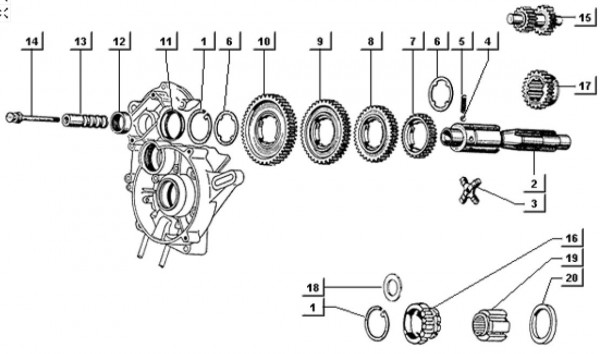 Motor Schaltgetriebe - Ape TM 703 mit Lenker 220ccm 2T AC 2000-2007 ATM3T
