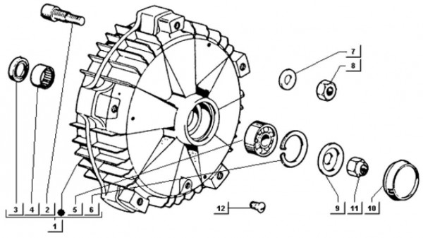 Radaufhängung Bremstrommel vorn - Ape TM 703 mit Lenker 220ccm 2T AC 2000-2007 ATM2T