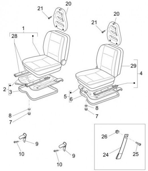 Fahrgestell Sitz vorn - Porter D120 Diesel 1300ccm 4T LC 2014- ZAPS90PK