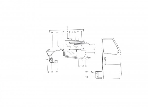 Fahrgestell Seitenfenster - Ape 50ccm 2T AC 1996- TL5T