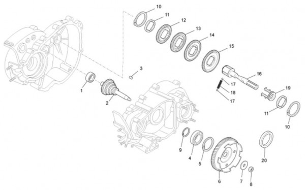 Motor Schaltgetriebe - Ape Mix 50ccm 2T AC 2016- ZAPC80000