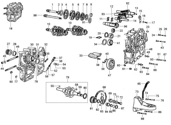 Motor Getriebe - Ape TM 422ccm 4T AC 1997-2004 ZAPT1000000023141