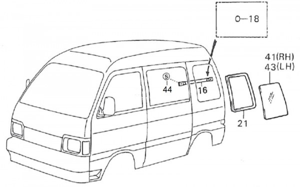 Fahrgestell Seitenfenster hinten - Porter Porter 1000ccm 4T LC 1992-1998 ZAPS85