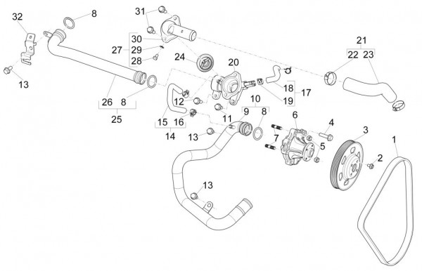 Motor Wasserpumpe - Porter Multitech 1300ccm 4T LC 2016-