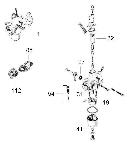 Motor Vergaser - Ape 220ccm 2T AC 1978- MPV2T