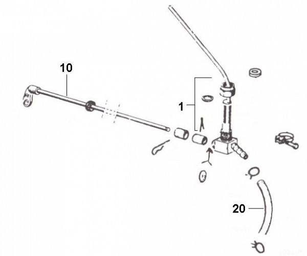 Fahrgestell Benzinhahn - Ape TM 50ccm 2T AC 1985- TL4T