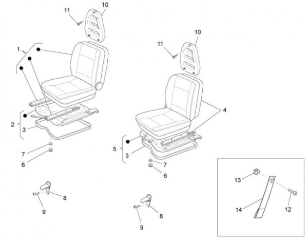 Fahrgestell Sitz vorn - Porter Maxxi D120 Diesel 1200ccm 4T LC 2011- ZAPS90RK