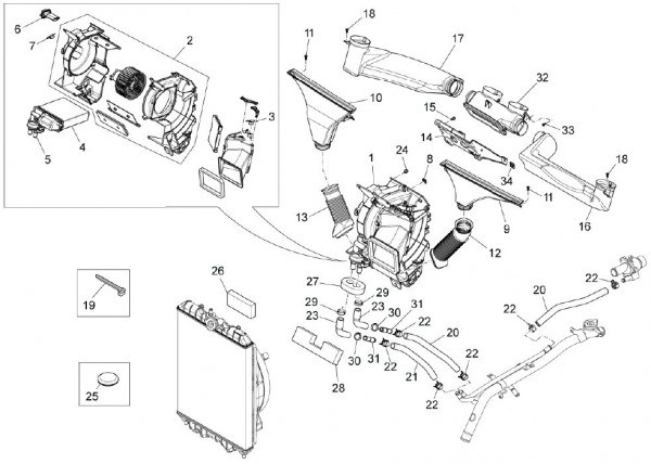 Fahrgestell Heizung - Porter Multitech 1300ccm 4T LC 2010- ZAPS90TJ