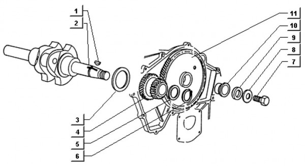 Motor Kurbelwelle - Ape TM 703 Diesel mit Lenkrad 422ccm 4T AC 1997-2004 ATD1 00001101