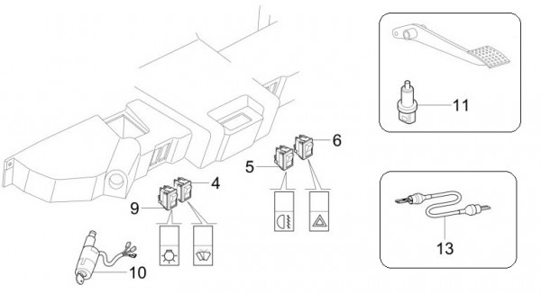 Elektrische Anlage Schalter - Ape TM 703 mit Lenkrad 220ccm 2T AC 2008-2016 ZAPT10000