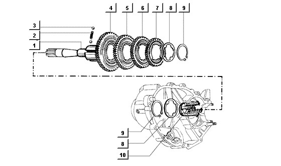 Motor Schaltgetriebe - Ape Mix 50ccm 2T AC 1998-2008 ZAPC80000