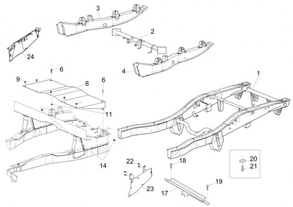 Fahrgestell Rahmen hinten - Porter Maxxi Multitech 1300ccm 4T LC 2015-