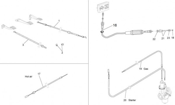 Bowdenzüge Bowdenzüge - Ape TM 703 mit Lenkrad 220ccm 2T AC 2008-2016 ZAPT10000