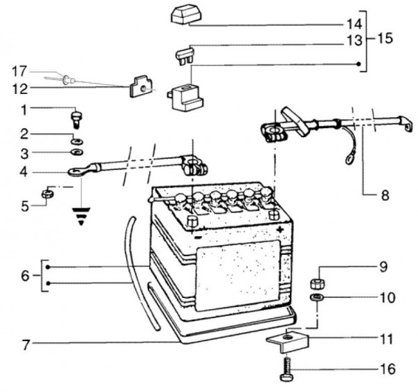 Elektrische Anlage Batterie - Ape TM 703 Diesel mit Lenker 422ccm 4T AC 2005-2010 ZAPT10000