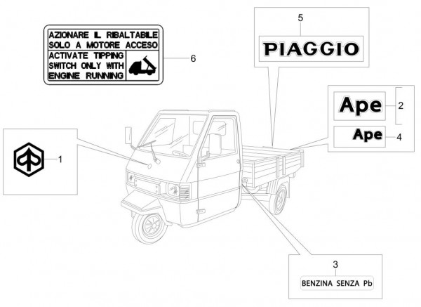 Fahrgestell Dekore - Ape TM 703 mit Lenkrad 220ccm 2T AC 2008-2016 ZAPT10000