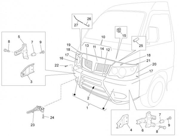 Fahrgestell Verkleidungen vorn - Porter Maxxi Multitech 1300ccm 4T LC 2010- ZAPS90DJ