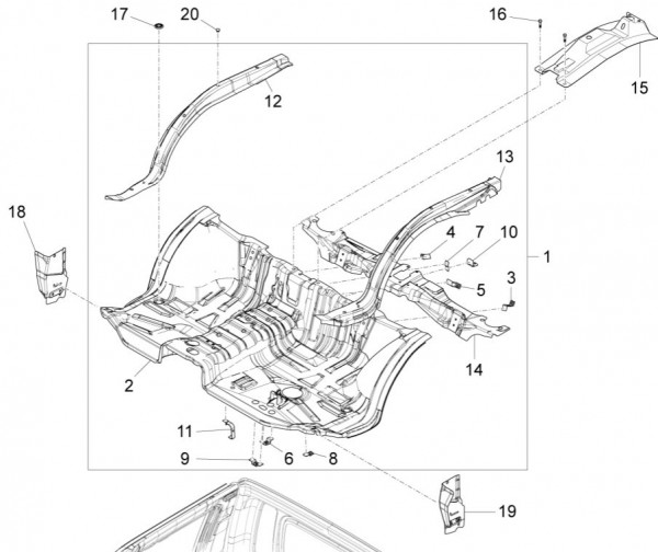 Fahrgestell Bodenpaneel vorn - Porter Quargo 700ccm 4T LC 2011- ZAPP10000