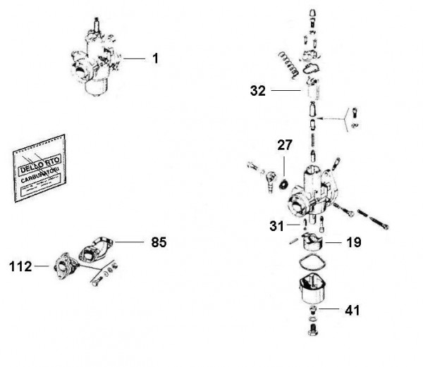 Motor Vergaser - Ape 190ccm 2T AC 1978- MPM1T