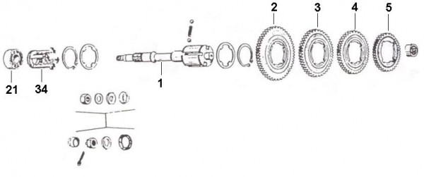 Motor Getriebe - Ape 50ccm 2T AC 1969-1971 TL1T