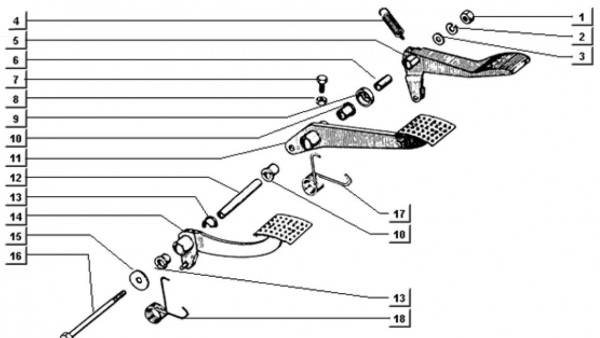 Bowdenzüge Pedale - Ape TM 703 Diesel mit Lenkrad 422ccm 4T AC 1997-2004 ATD1 00001101