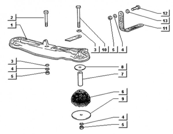 Motor Motorlagerung II - Ape TM 703 mit Lenkrad 220ccm 2T AC 1997-1999 ZAPT10000