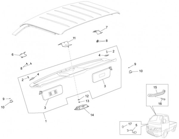 Fahrgestell Kabinenbauteile - Porter Maxxi Multitech 1300ccm 4T LC 2010- ZAPS90AJ