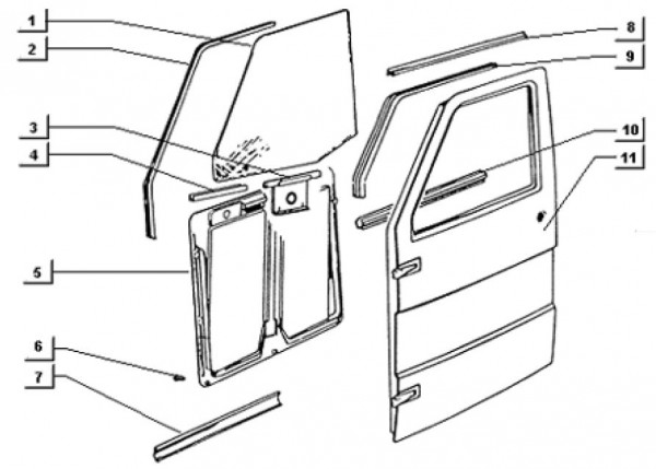 Fahrgestell Türbauteile vorn - Ape TM 703 Diesel mit Lenker 422ccm 4T AC 2000-2004 ZAPT10000
