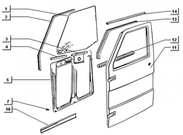 Fahrgestell Türbauteile vorn - Ape TM 703 mit Lenkrad 220ccm 2T AC 2000-2007 ATM2T