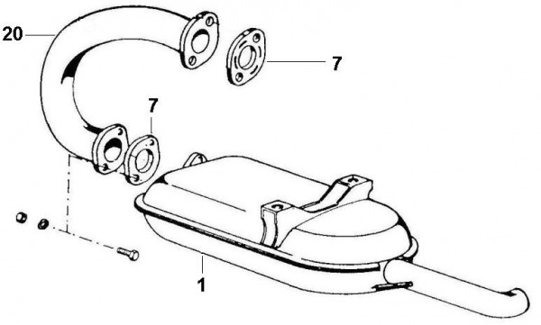 Motor Auspuff - Ape Poker 422ccm 4T AC 1993- M4R4T