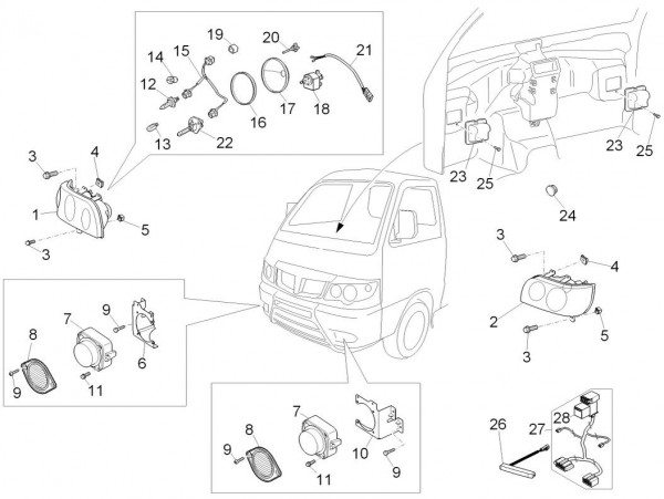 Elektrische Anlage Scheinwerfer - Porter D120 Diesel 1300ccm 4T LC 2014- ZAPS90PK