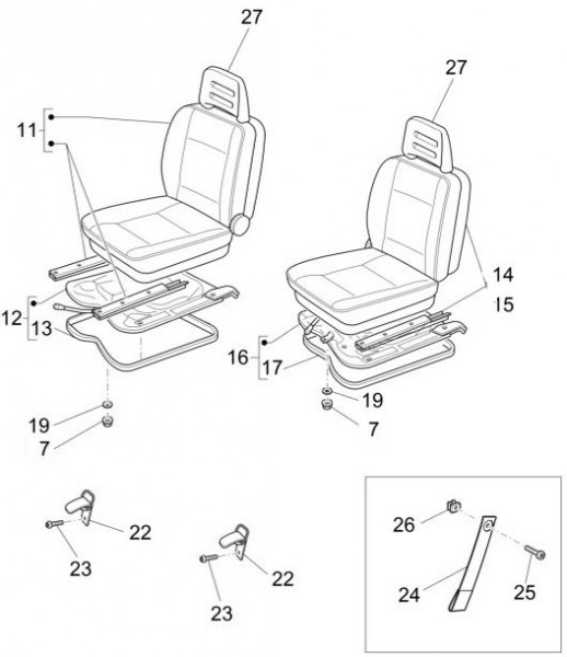 Fahrgestell Sitz vorn - Porter D120 Diesel 1300ccm 4T LC 2013- ZAPS90VK