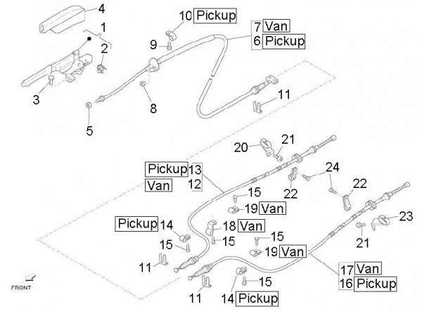 Bowdenzüge Handbremse - Porter D120 Diesel 1300ccm 4T LC 2011- ZAPS90TK