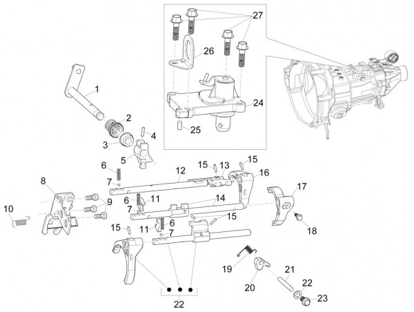 Motor Schalthebel - Porter Multitech 1300ccm 4T LC 2017- ZAPS90TGW