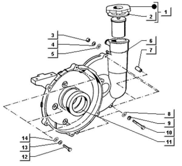 Motor Kupplungsgehäuse - Ape TM 703 Diesel mit Lenker 422ccm 4T AC 1997-2004 ATD1T