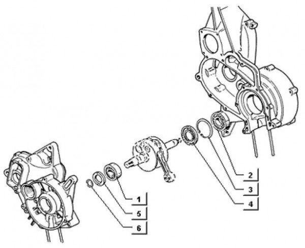 Motor Kurbelwellenlager - Ape TM 703 mit Lenker 218ccm 2T AC 1997-1999 ATM2 00001001