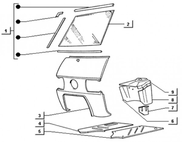 Fahrgestell Bauteile Fahrgestell - Ape TM 703 Diesel mit Lenkrad 422ccm 4T AC 1997-2004 ATD1T