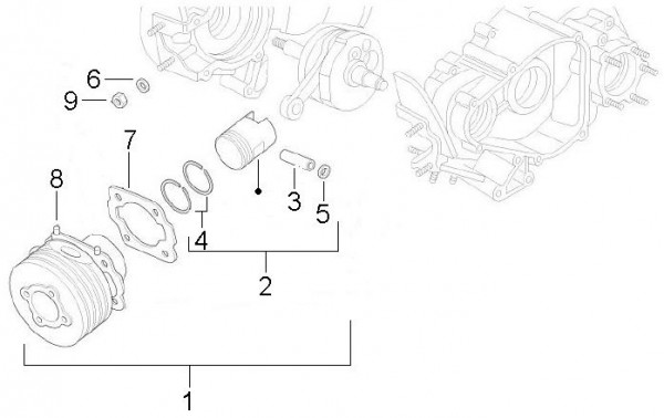 Motor Zylinder - Ape Mix 50ccm 2T AC 2009- ZAPC80000