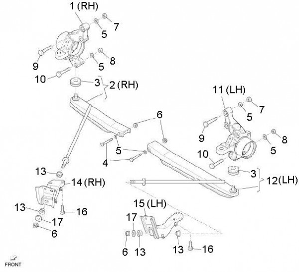 Radaufhängung Schwingarm - Porter D120 Diesel 1300ccm 4T LC 2011- ZAPS90VK