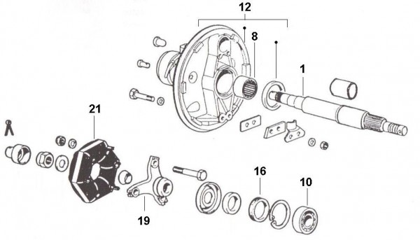 Radaufhängung Hinterachsantrieb - Ape Poker 422ccm 4T AC 1990-1993 M4R1T
