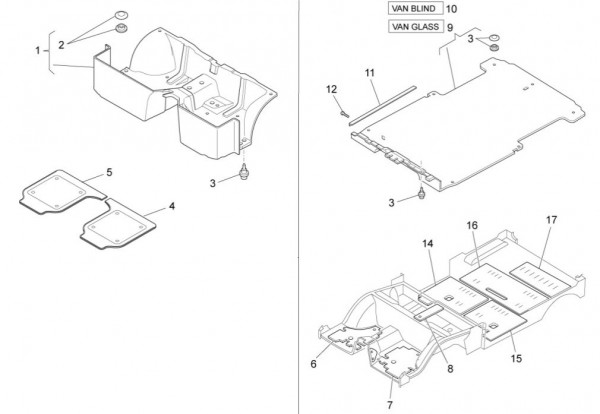 Fahrgestell Innenverkleidungen - Porter Multitech 1300ccm 4T LC 2014- ZAPS90VJ