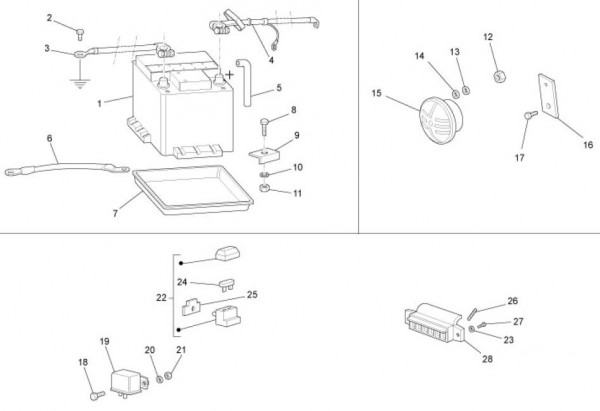 Elektrische Anlage Batterie - Ape TM 703 mit Lenker 220ccm 2T AC 2008-2016 ZAPT10000
