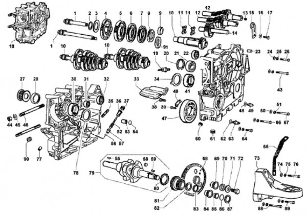 Motor Kurbelgehäuse - Ape TM 703 Diesel mit Lenkrad 422ccm 4T AC 2005-2010 ZAPT10000