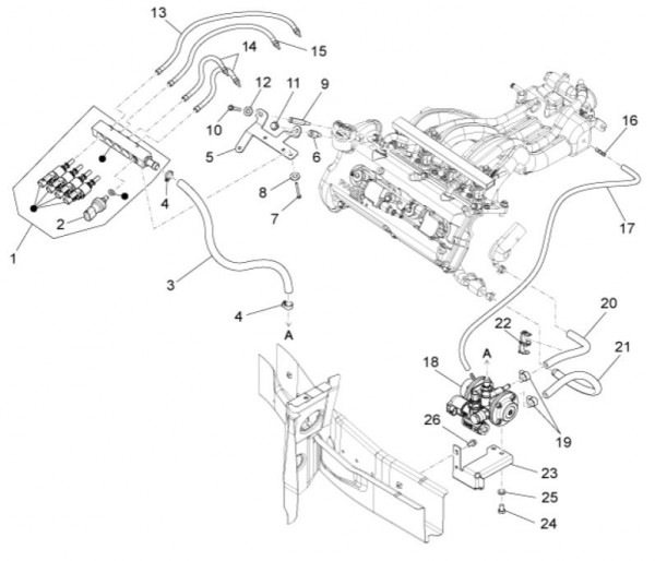 Fahrgestell Benzineinspritzung Methan - Porter Multitech 1300ccm 4T LC 2014- ZAPS90VJ