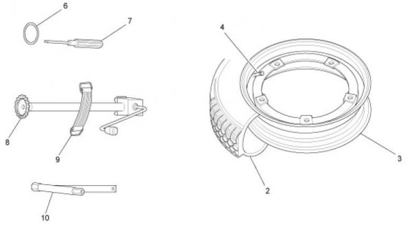 Radaufhängung Ersatzrad - Ape TM 703 mit Lenkrad 220ccm 2T AC 2008-2016 ZAPT10000